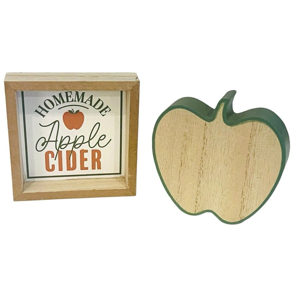 Target Bullseye Fall Apple Cider Wooden Tiered Tray Signs Set of 2